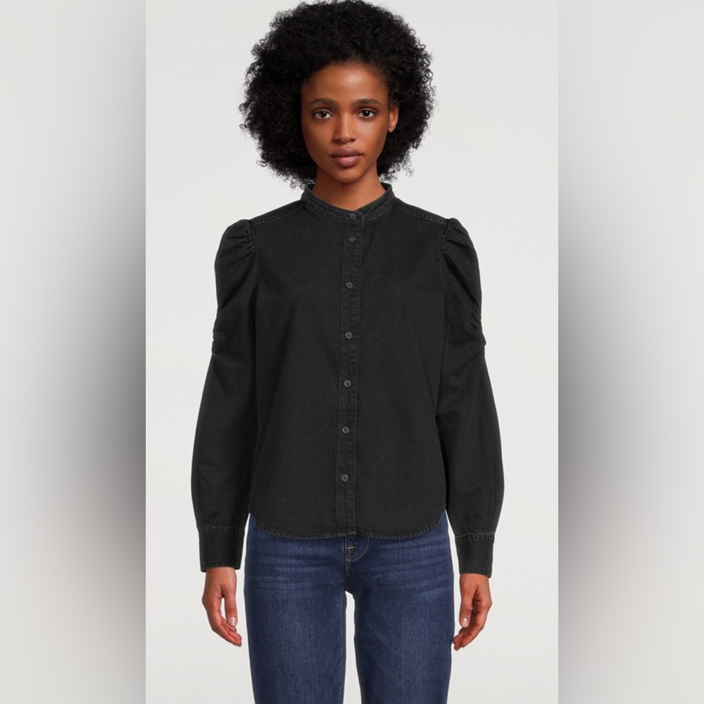 FRAME Frankie Puff-Sleeve Denim Shirt- M